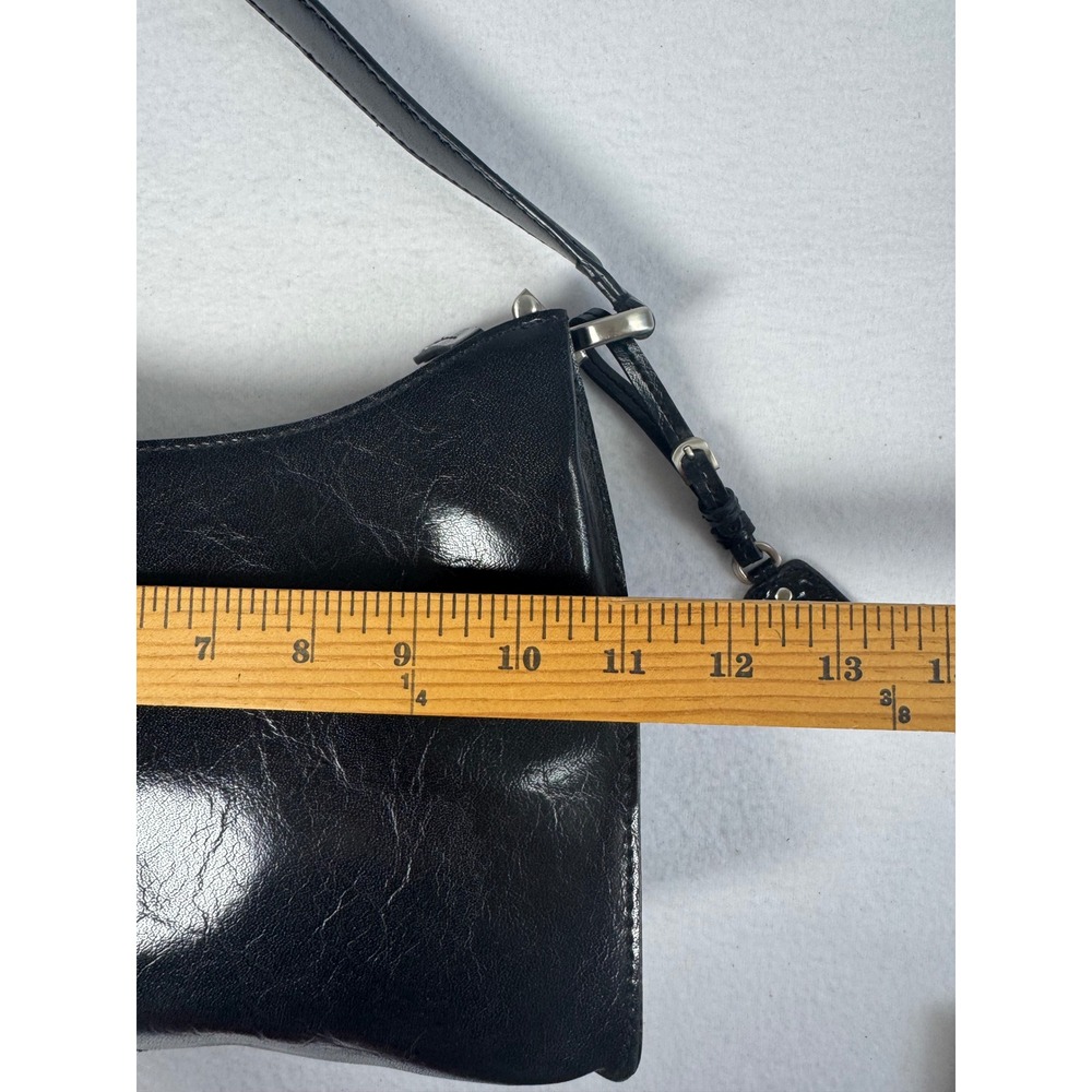 90s Y2K Liz Claiborne Womens Small Shoulder Bag Black Faux Leather LC-1441-P - Picture 8 of 10